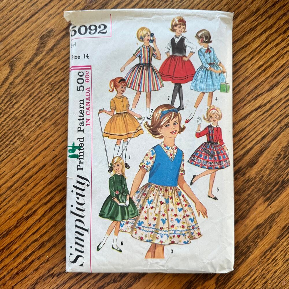 Vintage 1960s Simplicity 5092 Sewing Pattern Womens Size S Dress Weskit COMPLETE